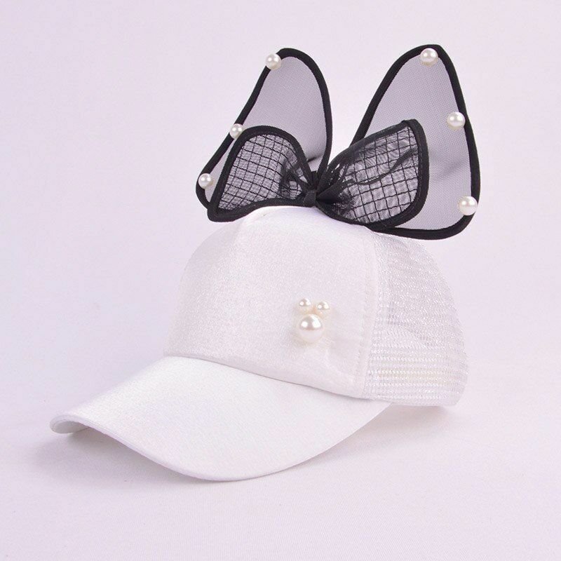 Baby Hats Spring Summer Girl Baseball Caps Glitter Rabbit Ear Pearl Sun Children
