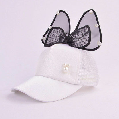 Baby Hats Spring Summer Girl Baseball Caps Glitter Rabbit Ear Pearl Sun Children