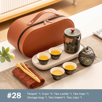 Outdoor Office Camping Tea Ceramic Set Porcelain Chinese Gongfu Tea Cup Set