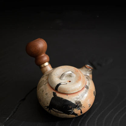 Hand Painted Cat Ceramic Kettle Chinese Teapot Tea Ceremony Tea Teaware