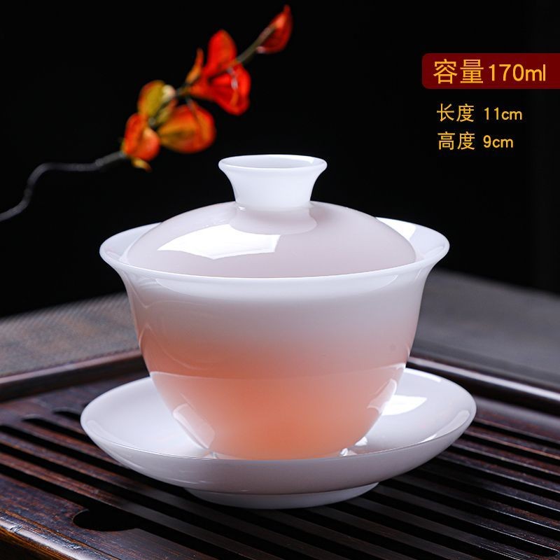Ice Jade Porcelain Tea Set Ultra Thin Tire Gaiwan White Porcelain Tea Infuser