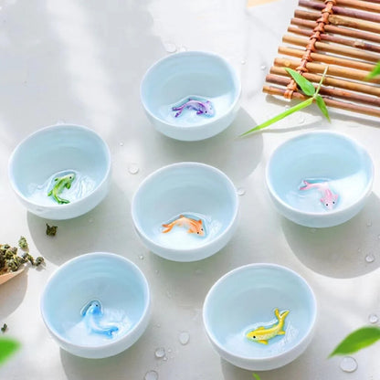 6pcs Celadon China Tea Cup Set kung Fu Travel Tea Bowl Porcelain Teacup Set