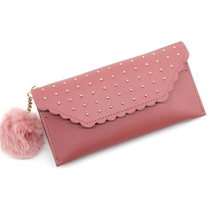 Wallet Retro Rivet Hasp Long Wallet Card Purse Synthetic Leather Phone Bag Purse