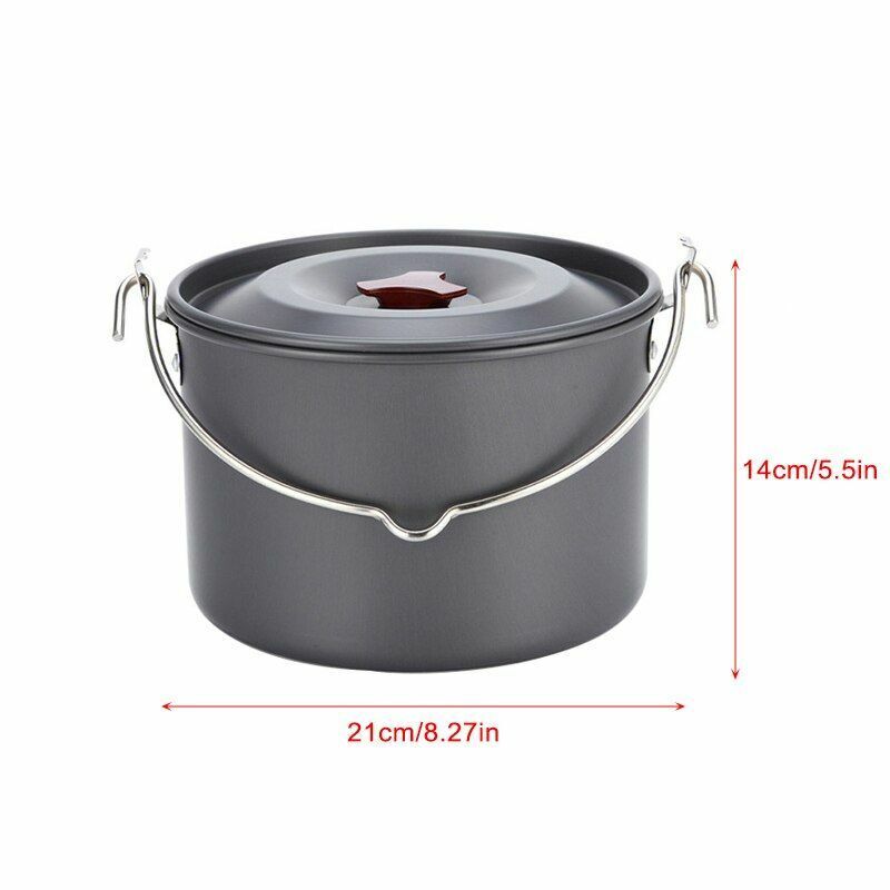 Campfire Pot Tableware Big Capacity Aluminum Alloy Camping Cooking Picnic 21*14
