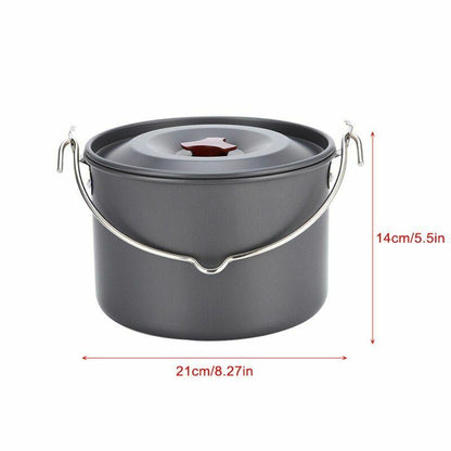 Campfire Pot Tableware Big Capacity Aluminum Alloy Camping Cooking Picnic 21*14