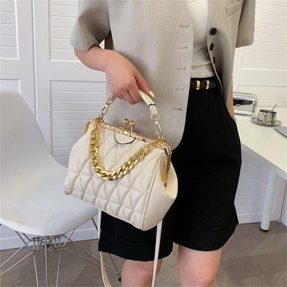 Shoulder Bag Beige Blue Messenger Thick Chain Sling Bag Synthetic Leather Clutch