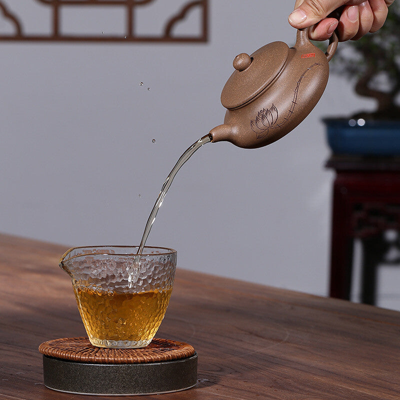 250ML Yixing Zisha Clay Pottery Pot Lotus Flower Tea Pot 9 Infuser Holes