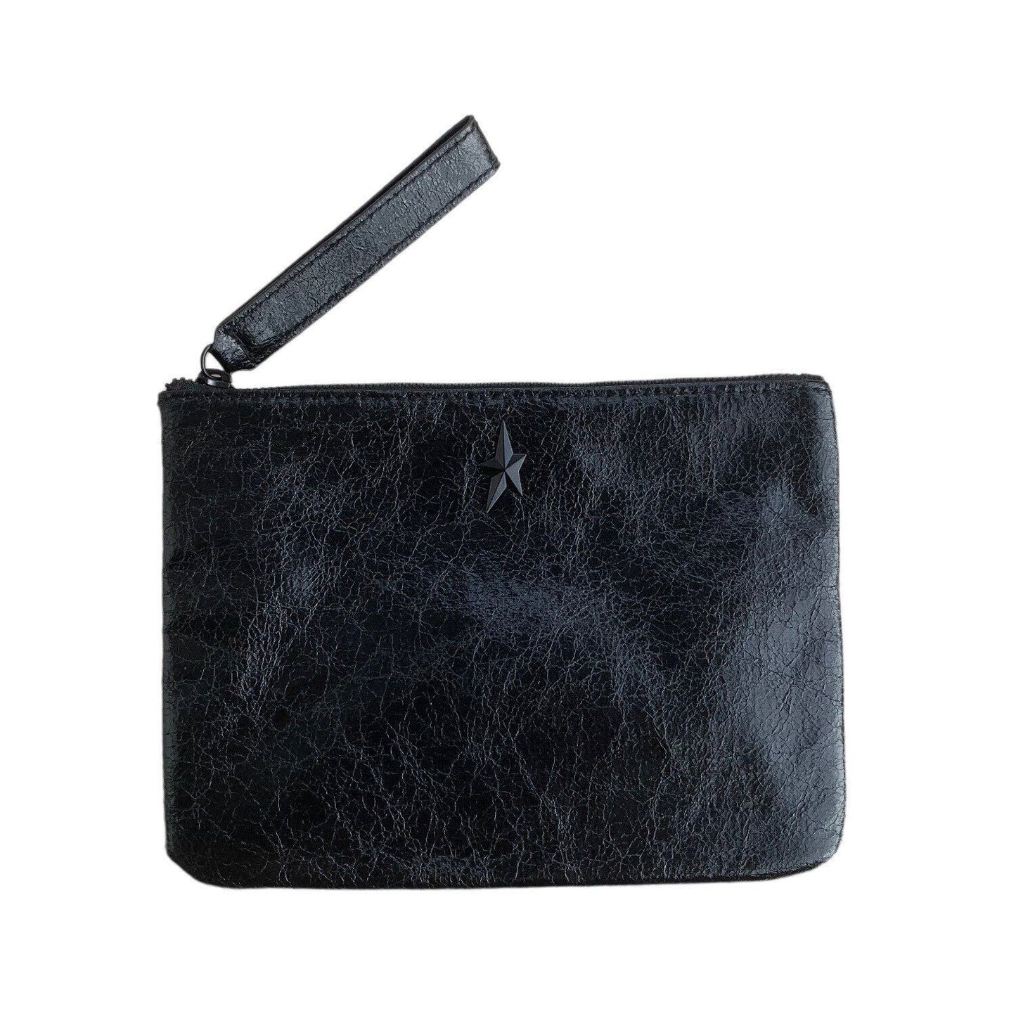 Angel Black Metallic Makeup Bag Clutch Handbag Wristlet Pouch Vintage 22*16 CM
