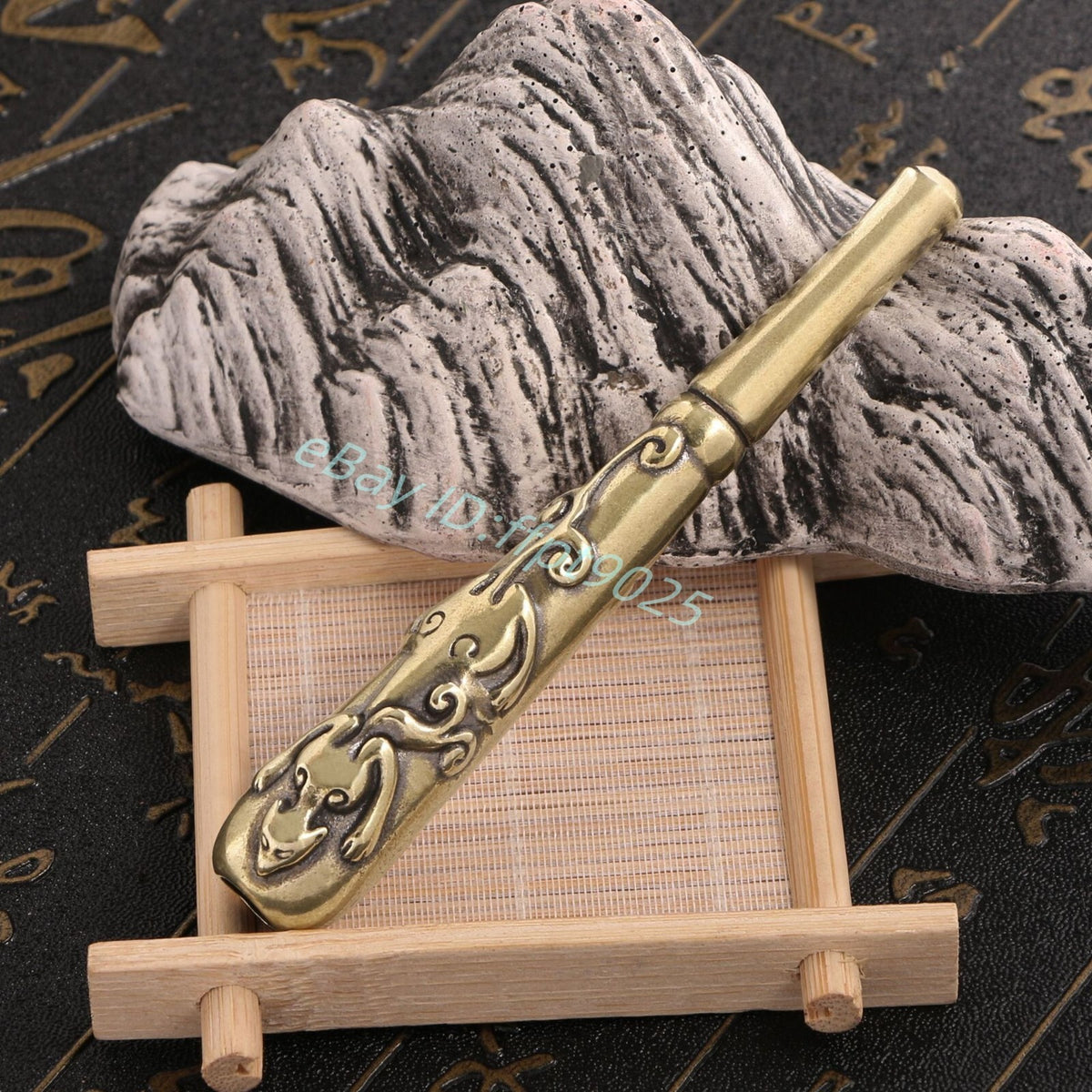 Solid Brass China Retro Tobacco Pipe Animal Carving Cigarette Filter Holder
