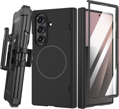 for Z Fold 7 Magnetic Case with Belt Clip Holster, Compatible with Magsafe & Hin