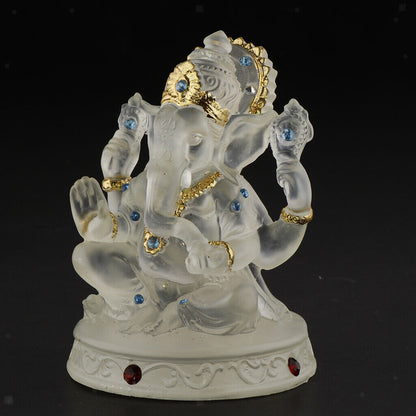 Blessing Statue Lord Ganesh Elephant God Resin Small Sculpture Ornament