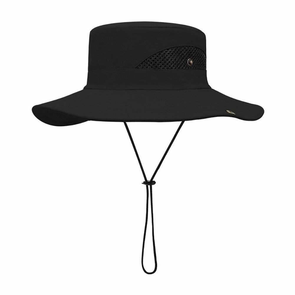 Outdoor Hat Fishing Hiking Cap Wide Brim Anti-UV Beach Sunshade Bucket Hat Blue