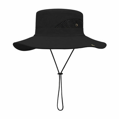 Outdoor Hat Fishing Hiking Cap Wide Brim Anti-UV Beach Sunshade Bucket Hat Blue