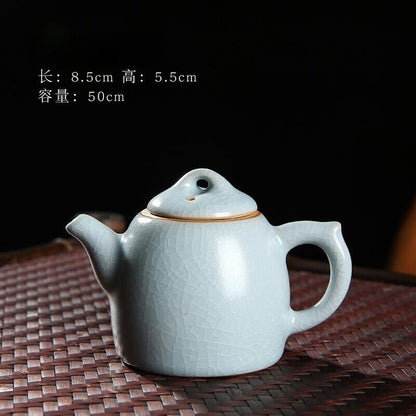 Mini Ru Kiln Teapot Fingertip Pot Small Capacity Ceramic Pocket Pot Tea Pet 60ml