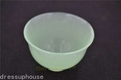 3.62"Exquisite Chinese Natural Green Jade Tea Cup Wine Cup