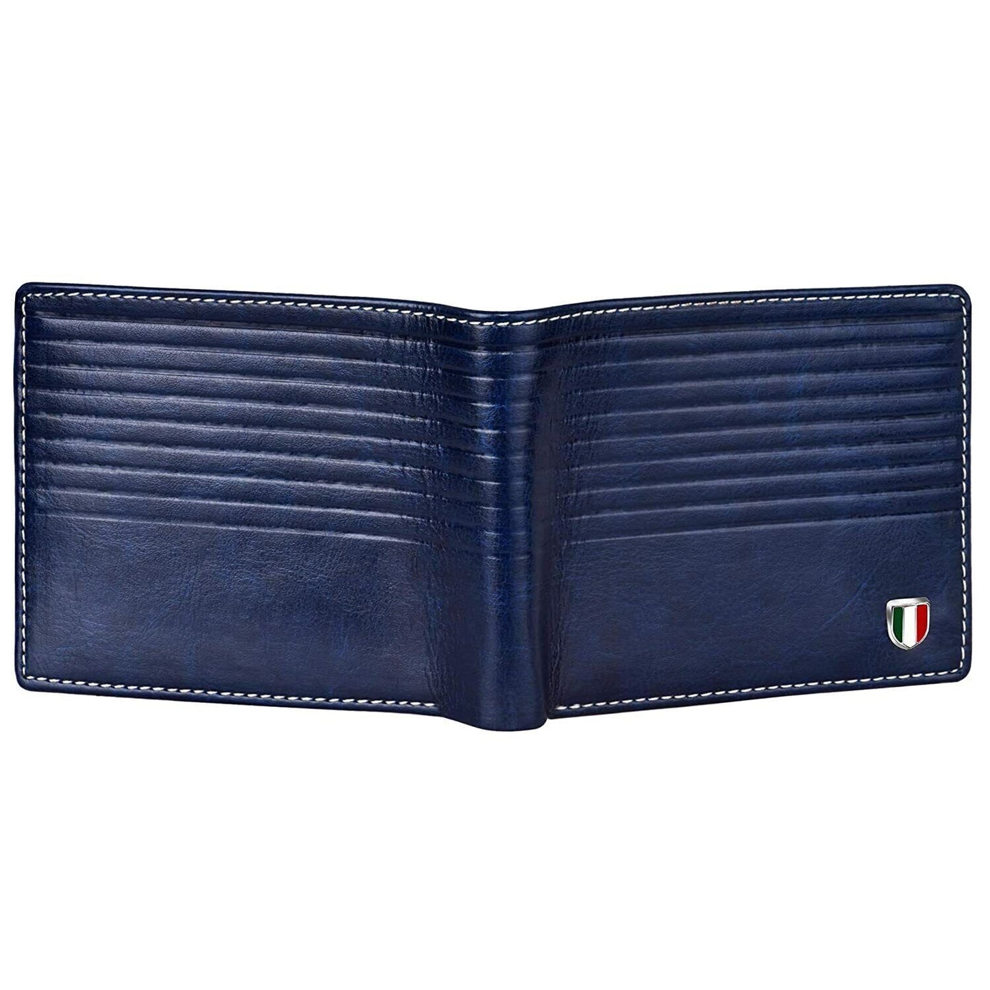 Brand New Authentic Blue BI-Fold Genuine Leather Mens Wallet