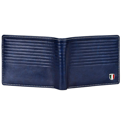 Brand New Authentic Blue BI-Fold Genuine Leather Mens Wallet