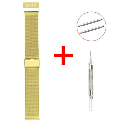 8mm~24mm Stainless Steel Milanese Loop Mesh Watch Band Strap Fold Buckle Release
