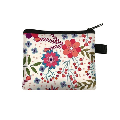 Floral Print 13.5*11 CM Cosmetic Bag Napkin Organizer Coin Card Lipstick Pouches