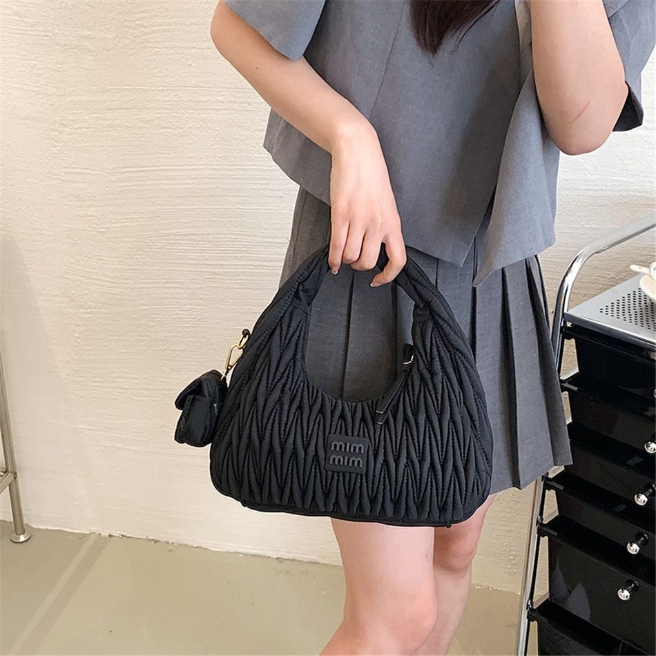 2PCS Set Half Moon Bag Purses Handbags Luxury Nylon Tote Underarm Bag 29*15*9 CM