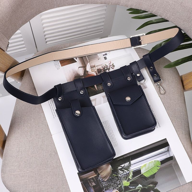2 PCS Women Belt Bag Leather Flap Fanny Pack Shoulder Crossbody Chest Bag Purse
