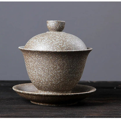 Vintage Gaiwan 150ml Handmade Japanese Black Ceramic Pottery Tea Tureen Kung Fu