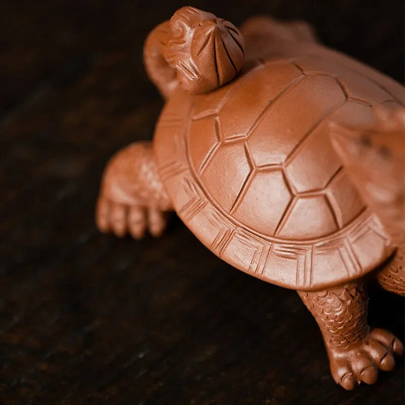 Yixing Purple ClayTea Pet Dragon Turtle Animal Tea Figurine Sculpture Crafts