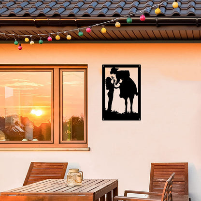 Cowboy & Cowgirl Romantic Couple: Metal Art Sign 9" x 13" - Metal Wall Art