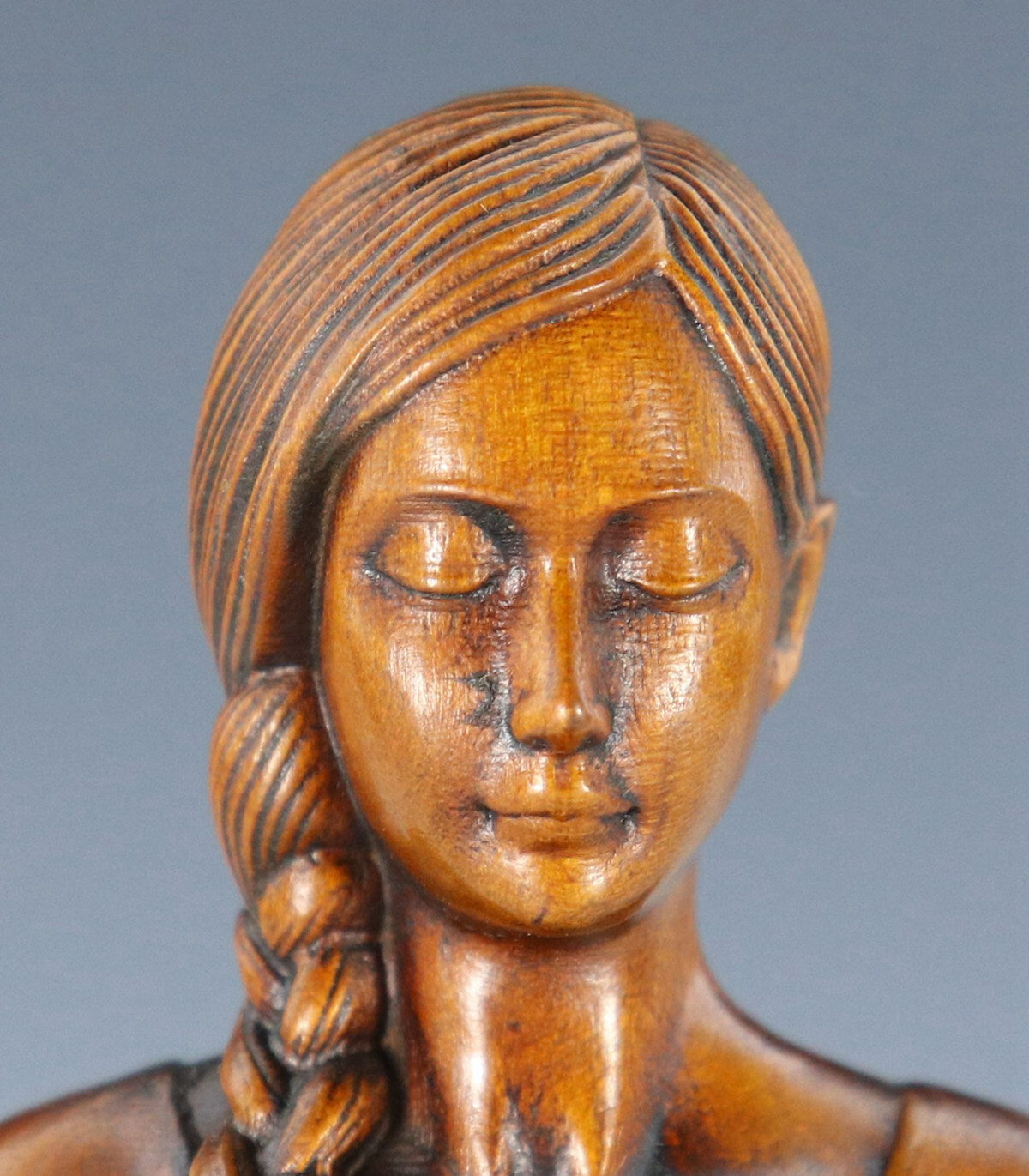 Rare Chinese Exquisite Handmade Beauty Carving Boxwood Statue Figure Art Collect