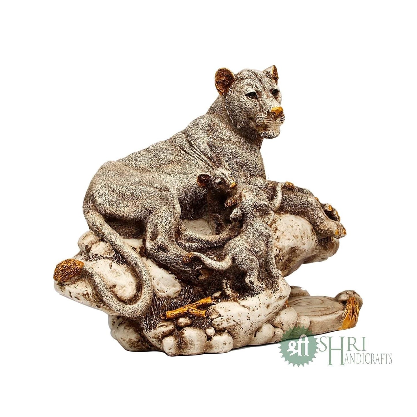 Polyresin Lioness Lion Statue with Family Idol Figurines Gifts for Home Decor