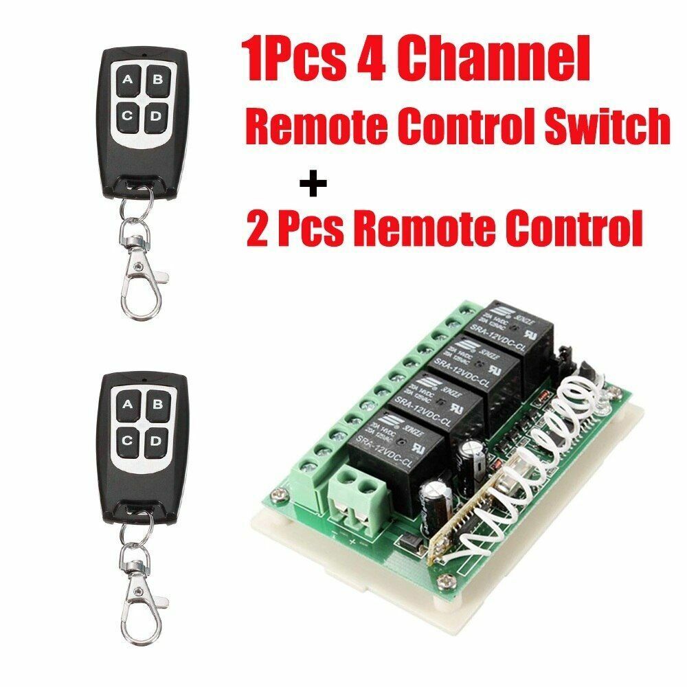Wireless Remote Control RF Switch 433mhz DC 12V 4CH 4 Channel Relay Receiver 12p