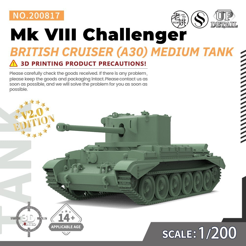 1/200 Military Model Kit British Cruiser Mk VIII Challenger (A30) Medium Tank