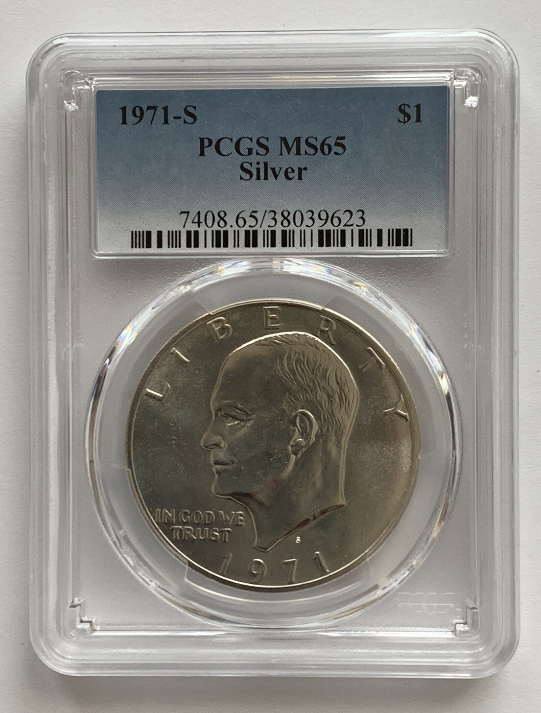 1971 S Dwight D. Eisenhower IKE Silver Dollar $1 Coin PCGS MS65 GEM Moon Landing