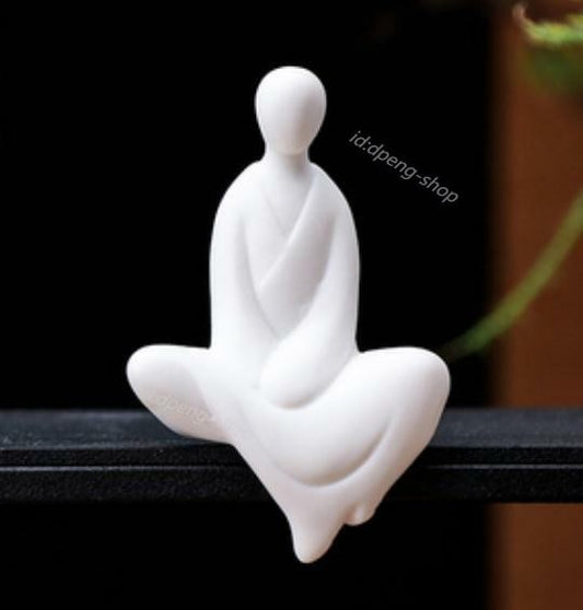 3.1" Chinese White Porcelain Ceramics Buddhism Buddha Figurine Statue Statues 2