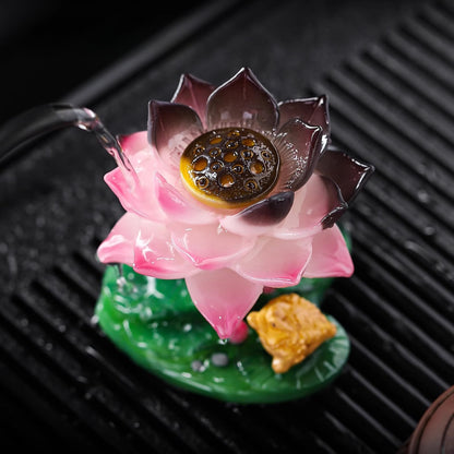 Lotus Golden Toad Color Change Resin Tea Pet 8.8cm Tea Play Kung Fu Tea Set