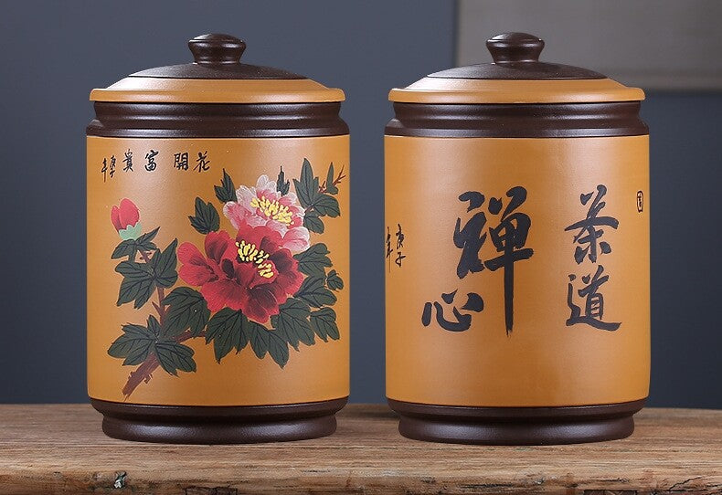 True Yixing Zisha Purple Clay Tea Canister For Tea Cake Large Jar Sealed Lid New