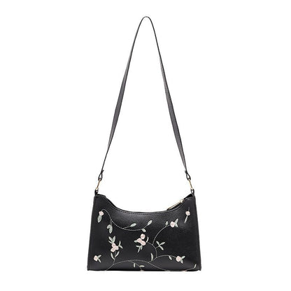 Bag Embroidery Flower Underarm Bag Retro Handbags Small Shoulder Purse Zipper