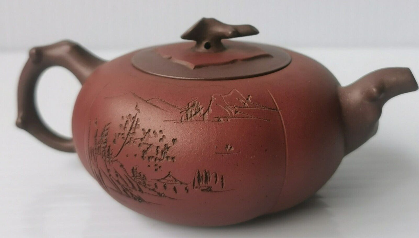 Yixing zisha purple clay Chinese teapot double colour clay signed on cover 唐风芝