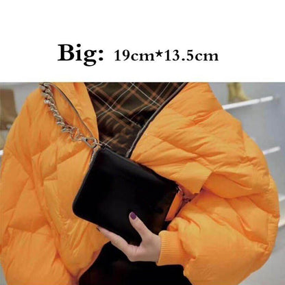 Thick Leather Crossbody Bag Metal Chain Shoulder Bag Wallet Mini Bag Coin Purse