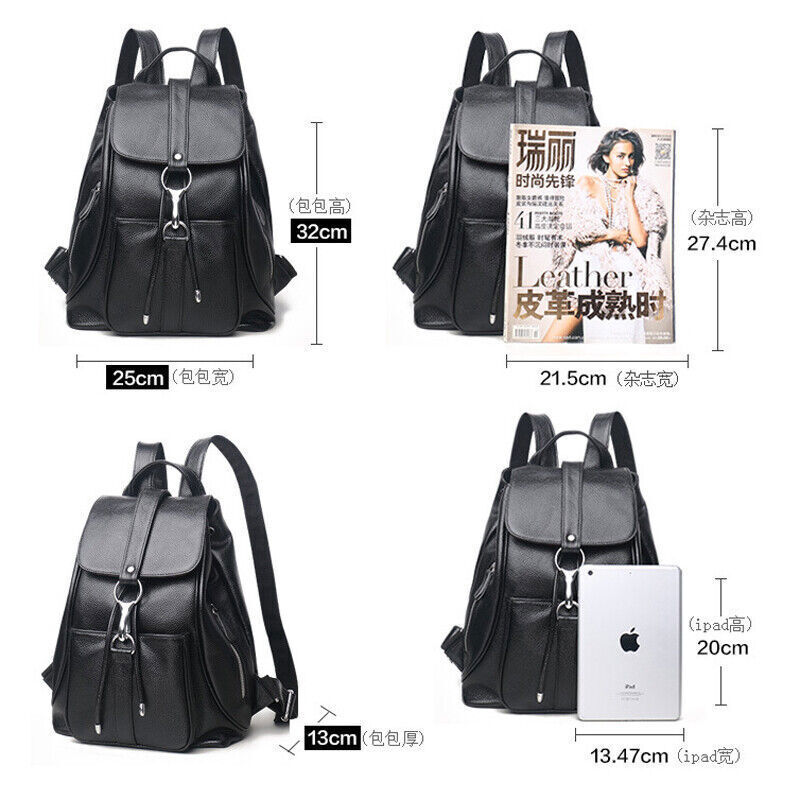 Genuine Leather Women's Backpack Travel Bag Rucksack Shoulder Bag School Bag