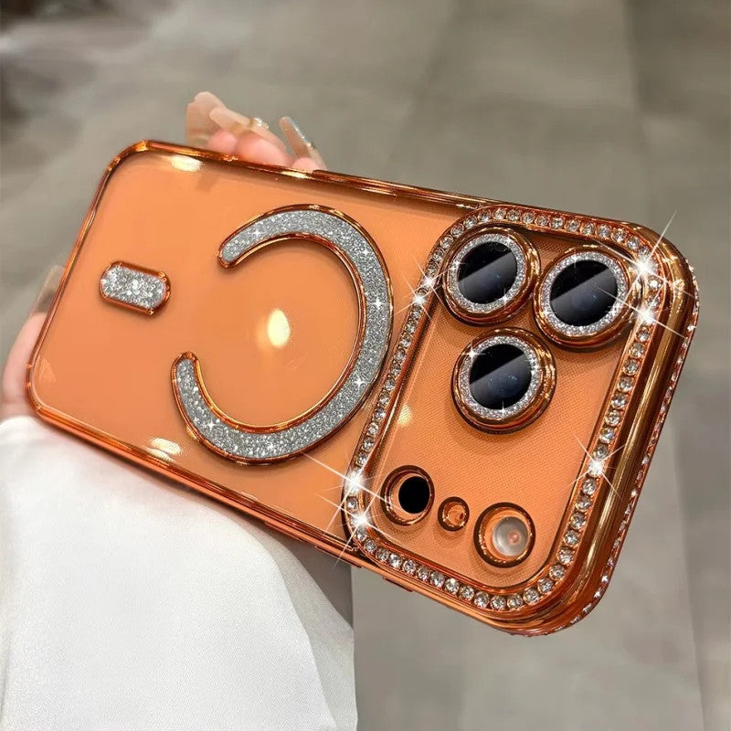Luxury Glitter Magnetic Clear Case for iPhone 17/16/15/14 Pro Max Plus 7 color
