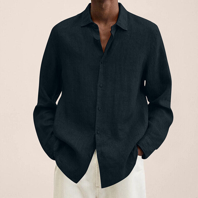 Tops T Shirt Blouse Shirt Tunic Long Sleeve Cotton Linen Long Sleeve Men Baggy
