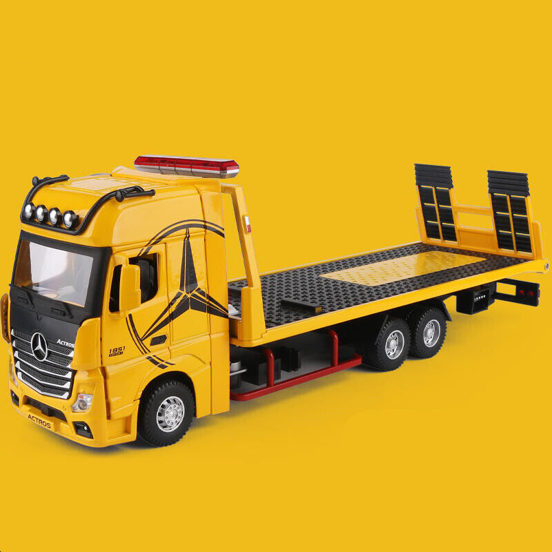 Diecast Toy Deck Flatbed Trailer Model Truck Car Alloy Transporter Vehicle Kids