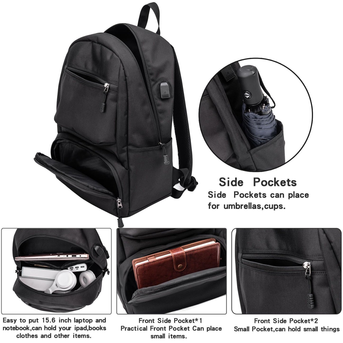 Waterproof Backpack Business Large 15.6 Inch Laptop Computer Rucksack School Bag