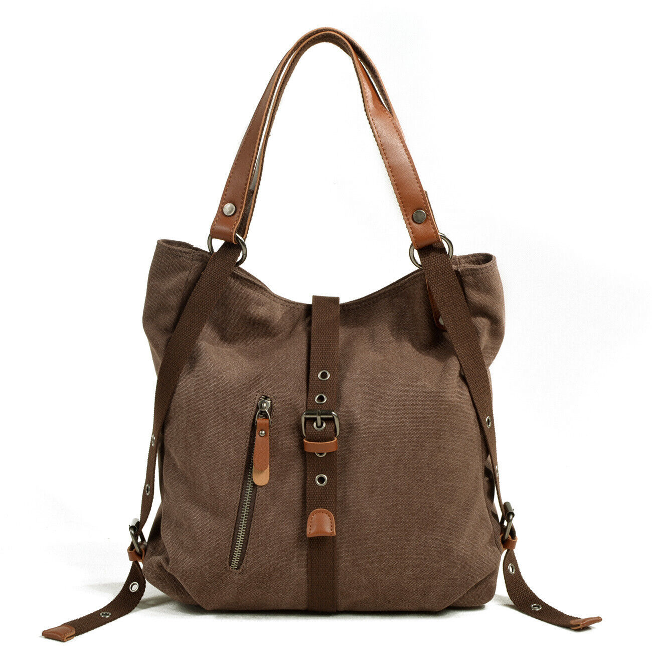 Vintage Convertible Canvas Tab-Over Tote Shoulder Purse Backpack Day bag Bucket