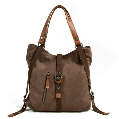 Vintage Convertible Canvas Tab-Over Tote Shoulder Purse Backpack Day bag Bucket