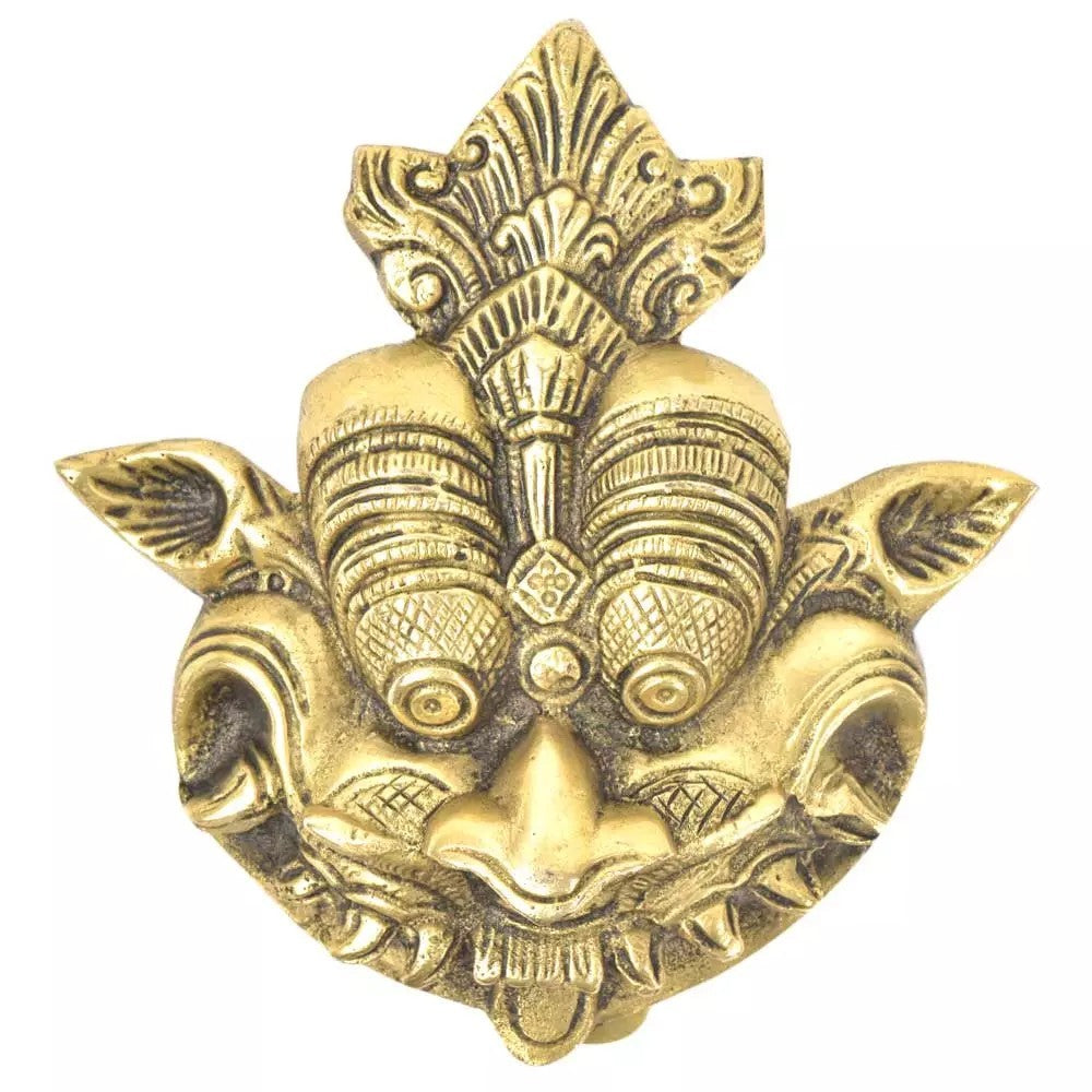 Antique Look Brass Yali Face Door On Brass Plate Door knocker