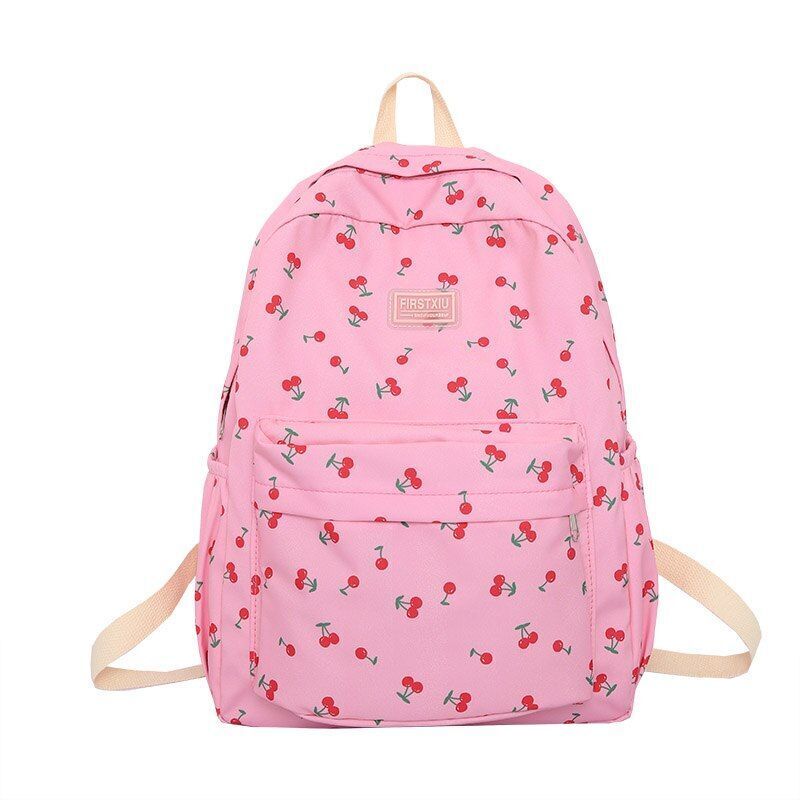 Floral Print Traveling Backpack School Laptop Bag College Purse 31*11*41 CM Pink