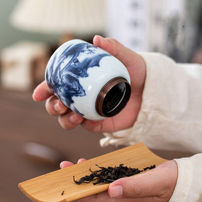Canister With Lid Sealed Jar For Loose Tea Small Size Porcelain Floral Print New