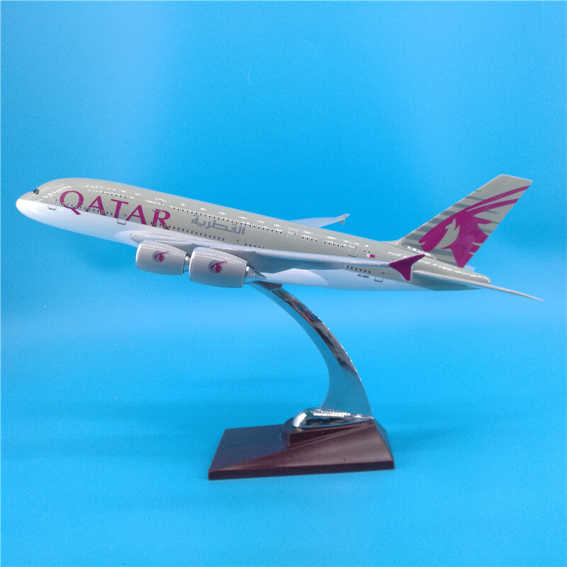 36CM 1:202 QATAR AIRBUS A380 A7-APC Passenger Plane Plane Aircraft Resin Model